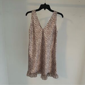 Leopard Print V-Neck Slip Dress - Cream and Brown